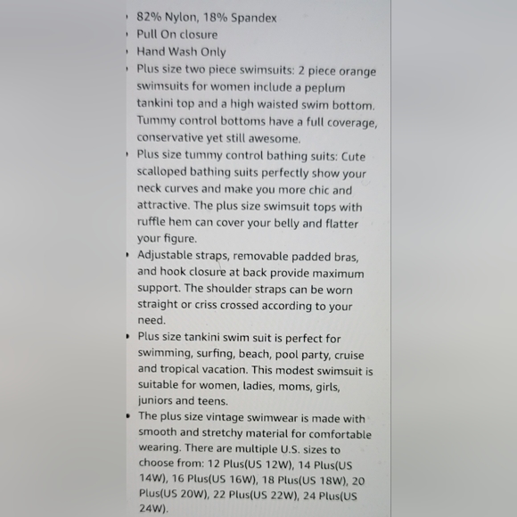 NWT PLUS SIZE MULTI WAY STRAPPY BACK HIGH WAISTED FLATTERING SWIM BATHING SUIT - Picture 10 of 11